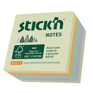 Miljö Notiskub FSC 240 blad 51x51mm 5 färger